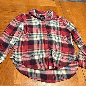 Plaid Shirt in Reddish Pink and Blue